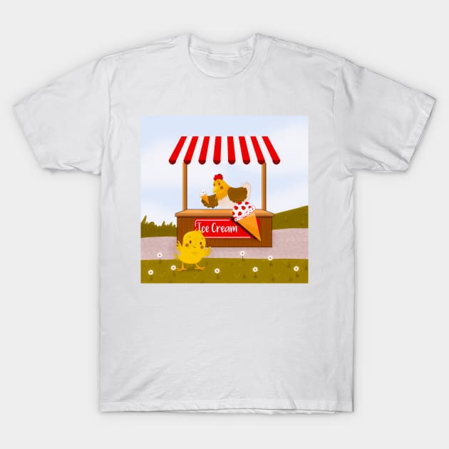 Ice Cream Adventures with Charlie the Chick T-Shirt by IstoriaDesign